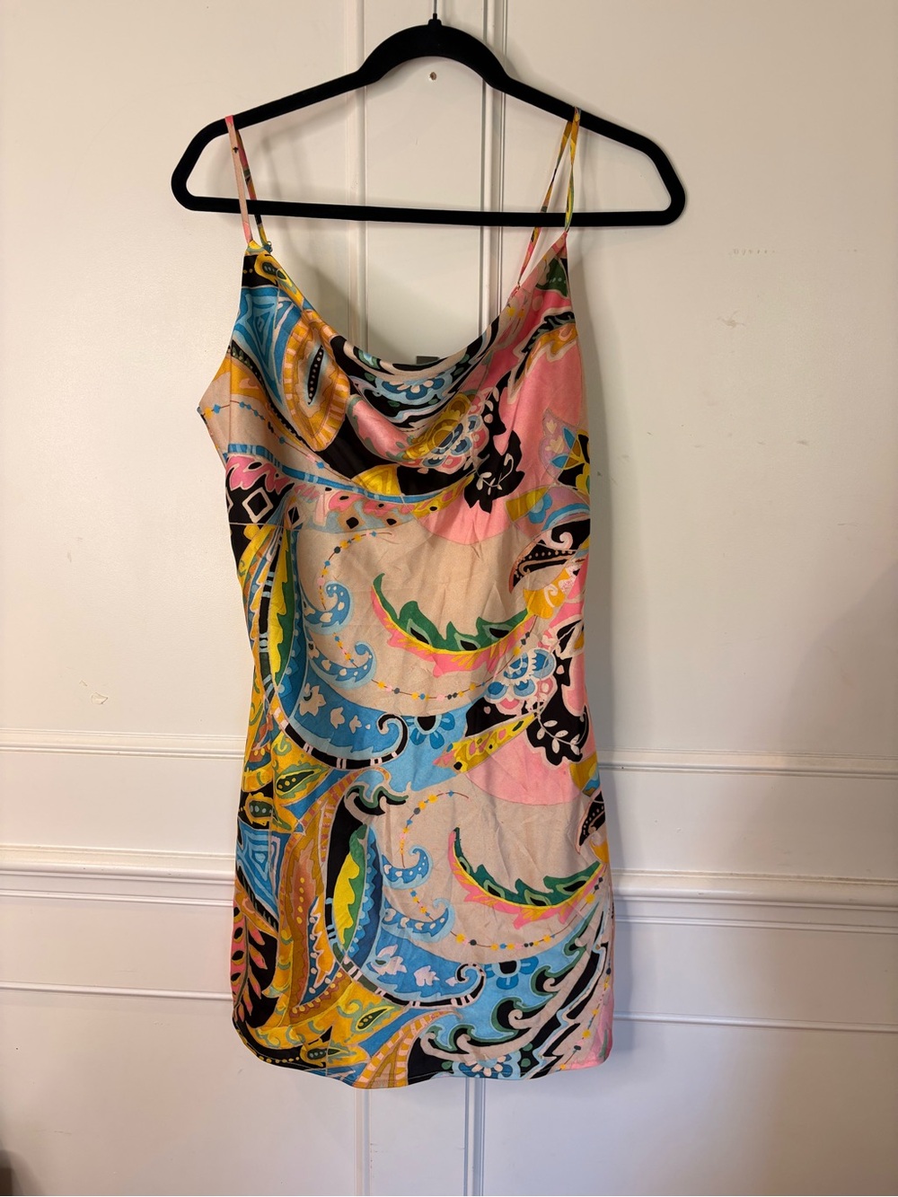 River Island Multicolor Paisley Slip Dress with Cowl Neck